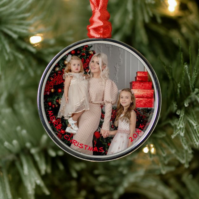 Ornement En Métal Photo Round Christmas Ornamals, Custom Holiday (Arbre)