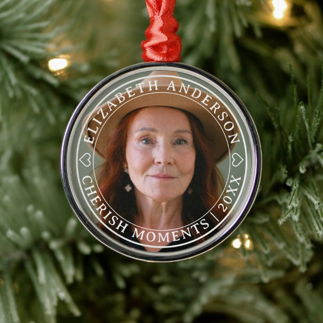 Ornement En Métal Photo simple élégante Classique Blanc Script Retir (Arbre)