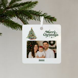 Ornement En Métal Photo verte de Noël