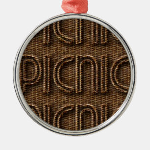 Ornement En Métal Picnic Funny Wicker Style Typographie Brown