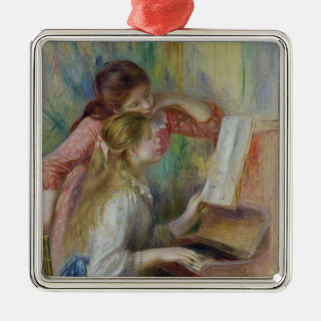 Ornement En Métal Pierre jeunes filles de Renoir un | au piano (Devant)