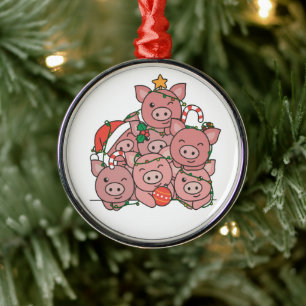 Ornement En Métal Pig Christmas Tree Funny Animal Christmas Ceramic 