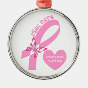 Ornement En Métal Pink Ribbon Pink Hope Sensibilisation au cancer du