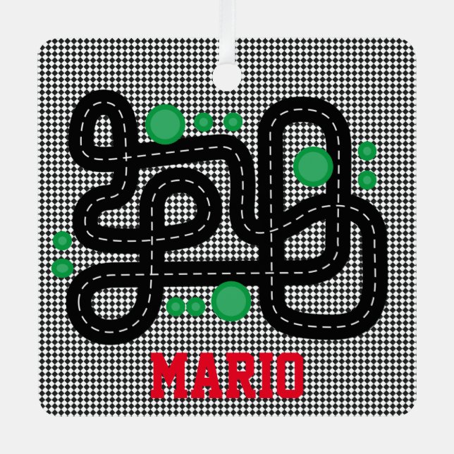 Ornement En Métal Piste Enfants NOM PHOTO Voitures Camions Amusants (Recto)