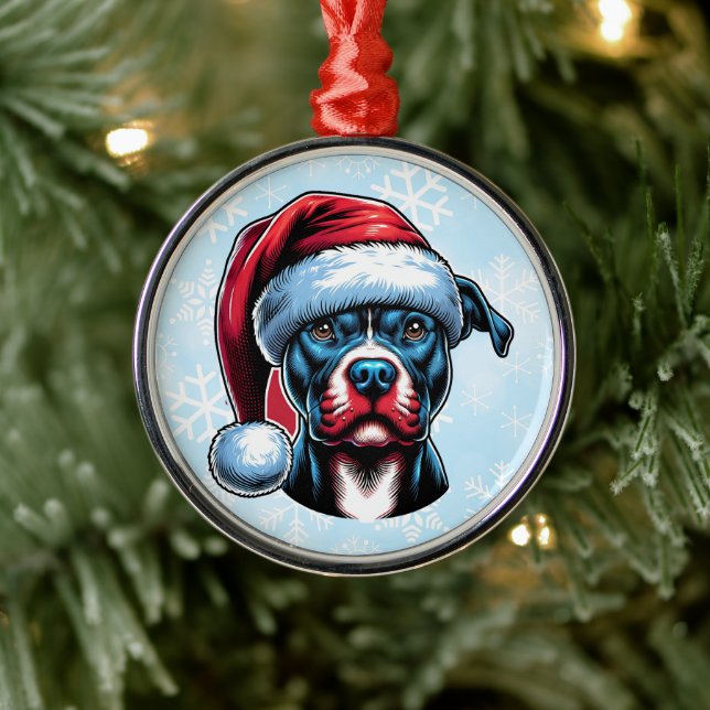 Ornement En Métal Pitbull Chien à Noël de Noël (Arbre)
