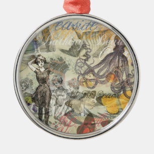 Ornement En Métal Plage du poulpe Antique Coastal Steampunk