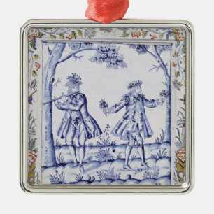 Ornement En Métal Plaque dépeignant une scène 'du Flute magique
