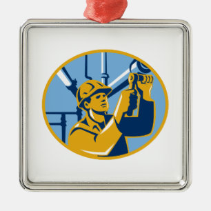 Ornement En Métal Plombier de travailleur de gaz d'entretien de