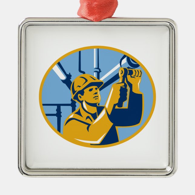 Ornement En Métal Plombier de travailleur de gaz d'entretien de (Devant)