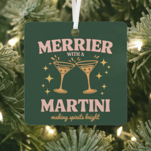 Ornement En Métal Plus joyeux avec un Martini Noël Cocktail Fêtes