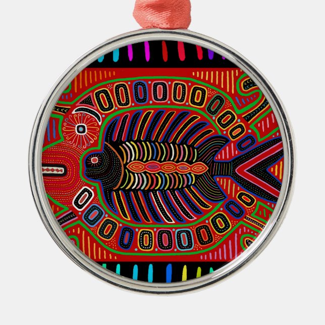 Ornement En Métal Poisson volant Cuna Indian Mola (Devant)