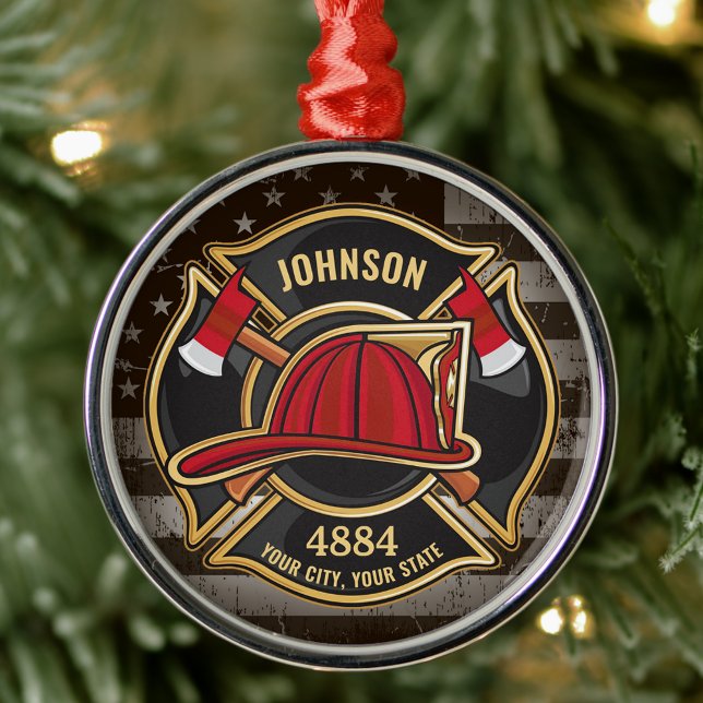 Ornement En Métal Pompier NOM Pompier Pompier Département d'incendie (Créateur téléchargé)