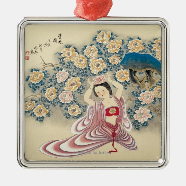 Ornement En Métal Port d'une fleur dans la tête (Devant)