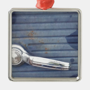 Ornement En Métal Porte bleue vintage, poignée argent