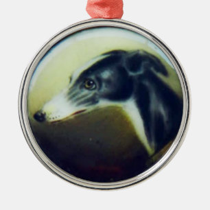 ORNEMENT EN MÉTAL PORTRAITS DE CHIENS VICTORIENS MINIATURE