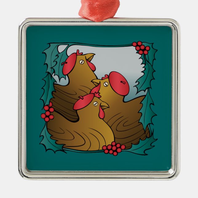 Ornement En Métal Poules de Français d'arbre (Devant)