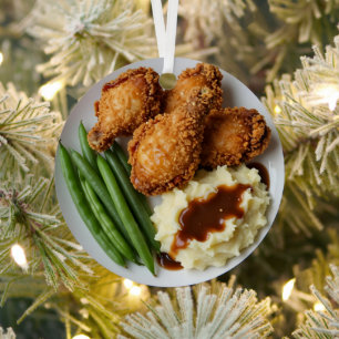 Ornement En Métal Poulet Frit, Pommes de Terre Écrasées et Haricots