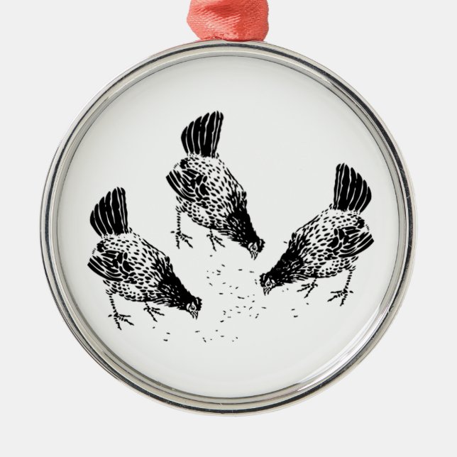 Ornement En Métal Poulets de jardin (Devant)