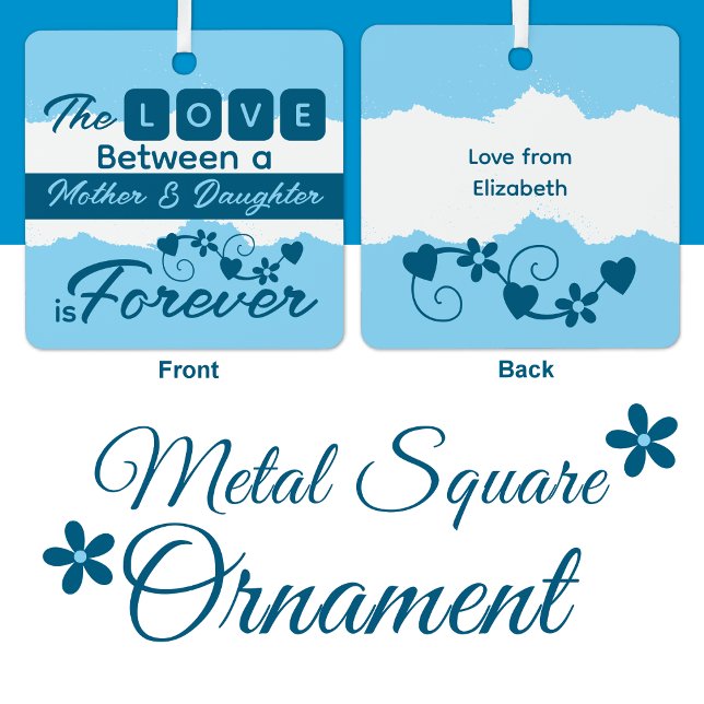 Ornement En Métal Pour maman mère et fille toujours bleu (Créateur téléchargé)