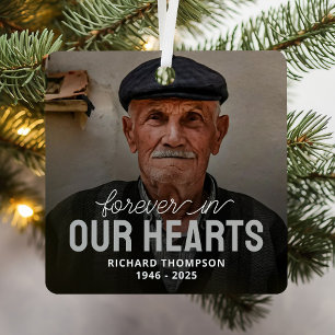 Ornement En Métal Pour toujours dans nos coeurs Memorial Photo Noël