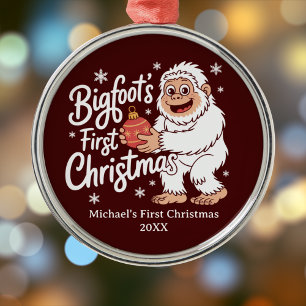 Ornement En Métal Premier Noël BigFoot Sasquatch Drôle Personnalisé