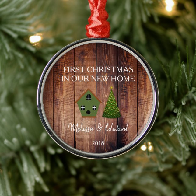 Ornement En Métal Premier Noël dans notre nouvelle maison d'oiseaux  (Arbre)