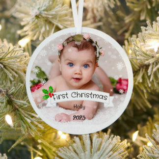 Ornement En Métal Premier Noël de bébé entièrement Customisé