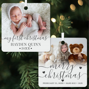 Ornement En Métal Premier Noël de bébé personnalisé avec 2 photos