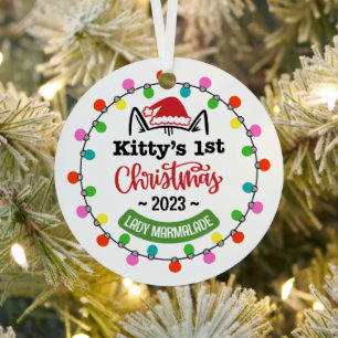 Ornement En Métal Premier Noël de chaton, Premier Noël de chat