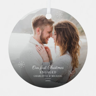 Ornement En Métal Premier Noël de couple engagés Flocons de neige mo