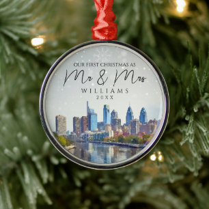 Ornement En Métal Premier Noël élégant à Philadelphie en tant que M.