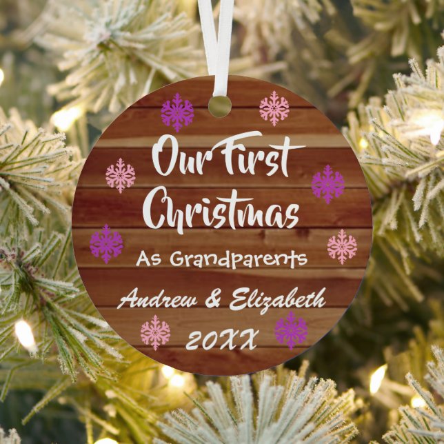 Ornement En Métal Premier Noël En Grand-Parents Russe (Insitu)