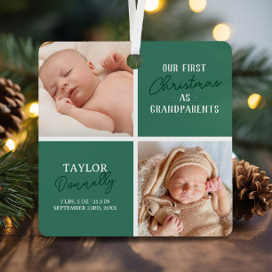 Ornement En Métal Premier Noël en tant que grands-parents Photo Vert