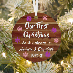 Ornement En Métal Premier Noël en tant que grands-parents Rustique