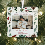 Ornement En Métal Premier Noël en tant que M. et Mme Botanical Photo<br><div class="desc">Premier Noël en tant que M. et Mme Botanical Photo Metal Ornament</div>