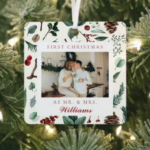Ornement En Métal Premier Noël en tant que M. et Mme Botanical Photo