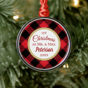 Ornement En Métal Premier Noël M. et Mme Buffalo Plaid