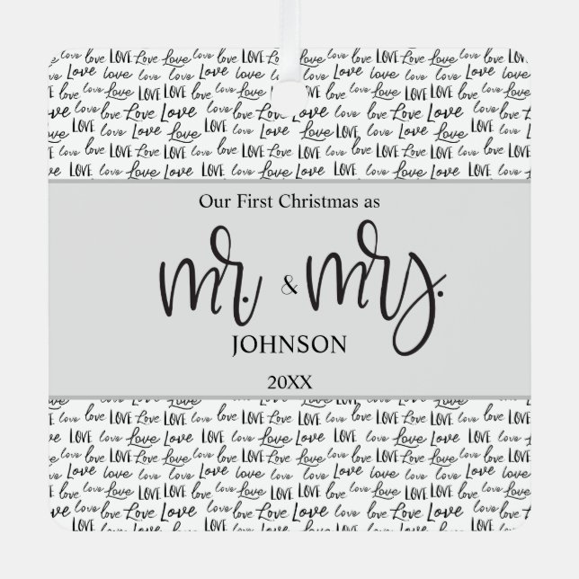 Ornement En Métal Premier Noël moderne Amour marié cadeau mariage (Recto)