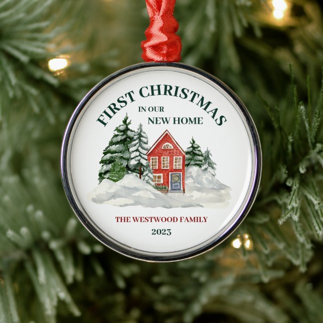 Ornement En Métal Premier Noël Nouveau Accueil Brick rouge Boho d'hi (Arbre)