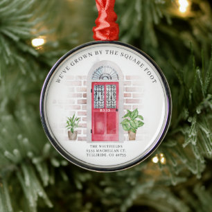 Ornement En Métal Premier Noël Nouvelle Maison Porte Rouge Botanique