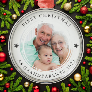 Ornement En Métal Premier Noël personnalisé en grand-parents Photo
