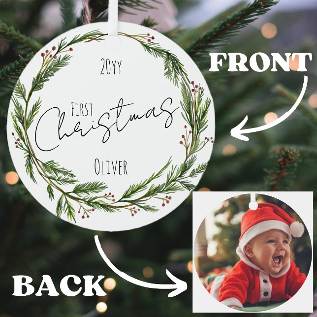Ornement En Métal Première couronne et photo de mélèze de Noël du bé (Créateur téléchargé)