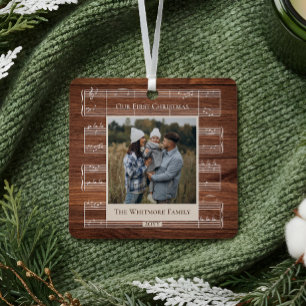 Ornement En Métal Première FaLa feuille Vintage de Noël Musique Bois