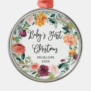 Ornement En Métal Première guirlande florale de Noël   Bourgogne d
