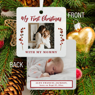 Ornement En Métal Première maman de Noël et bébé 2 photo