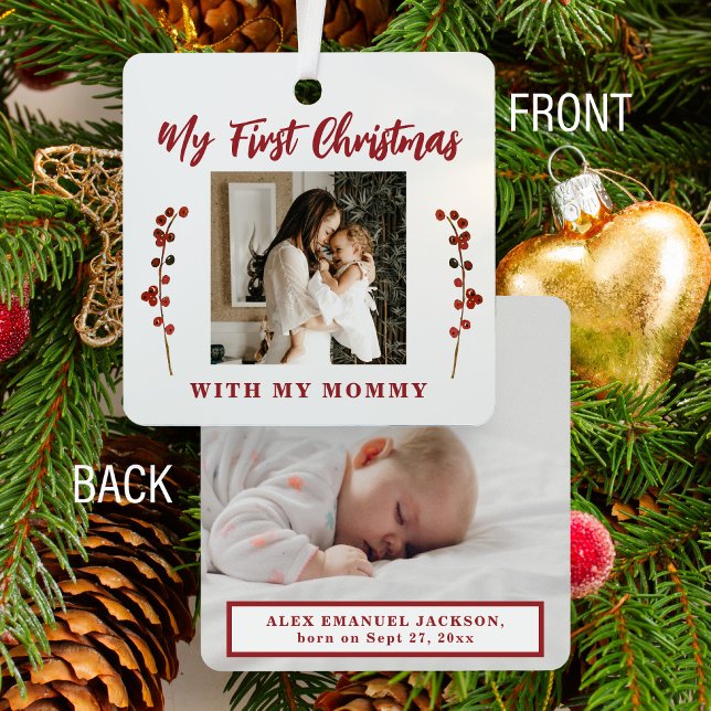 Ornement En Métal Première maman de Noël et bébé 2 photo (Créateur téléchargé)