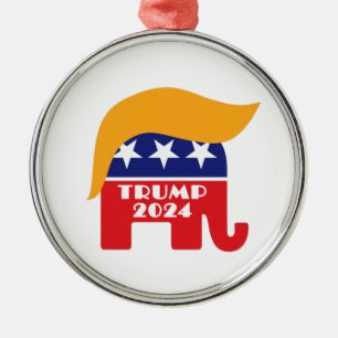Ornement En Métal Président Trump 2024 Éléphant Républicain Logo Che