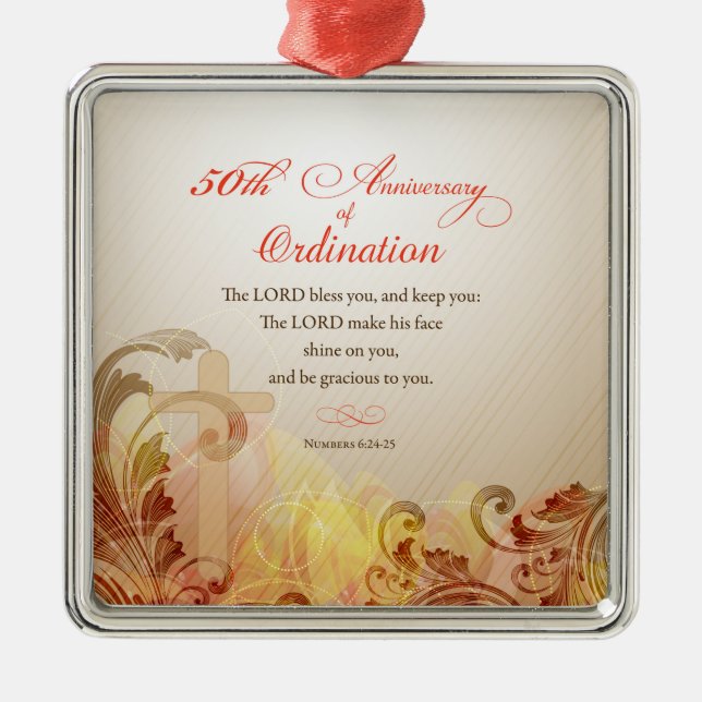 Ornement En Métal Prêtre, 50e anniversaire de la bénédiction de l'or (Devant)