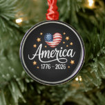 Ornement En Métal Pretty Flag Heart 1776-2026 July 4th 250th<br><div class="desc">Pretty Flag Heart 1776-2026 July 4th 250th</div>