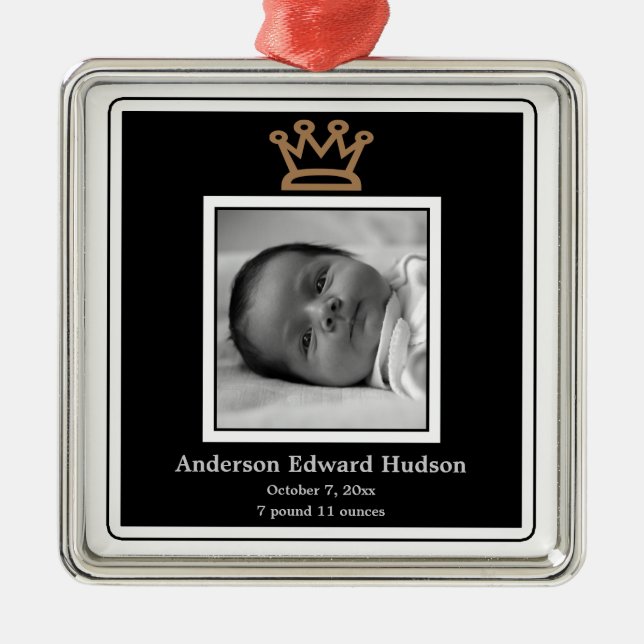 Ornement En Métal Prince Crown Baby Boy Photo Ornament (Devant)